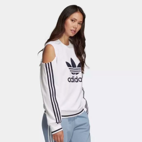 womens adidas trefoil cut out sweatshirt